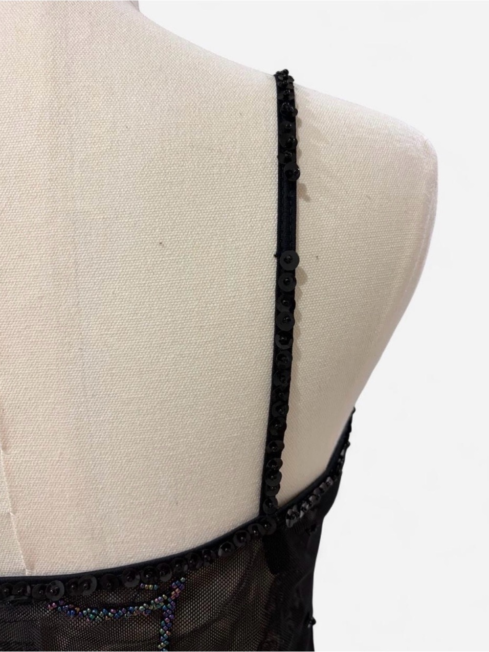 Cache Black Sheer Beaded Cami with Blue Rose Embellishments - Picture 4 of 6